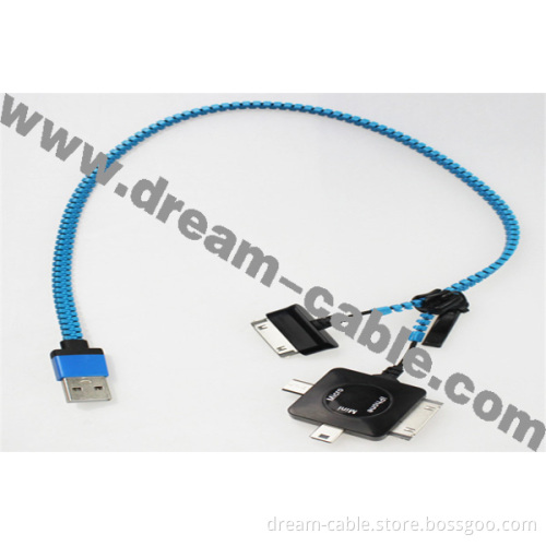 New Zipper 3 in 1 USB Cable for Apple and Samsung
